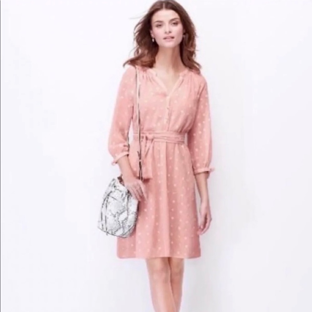 ANN TAYLOR PINK WHITE FLOWER TIE DRESS 🌸
